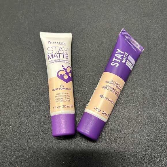Rimmel London 2PK Stay Matte Foundation 010 Light & Fair Porcelain Shades - Picture 1 of 3